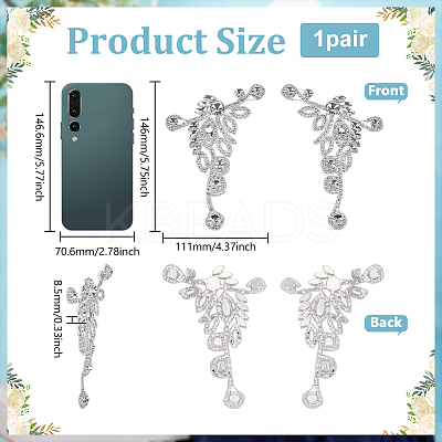 2Pcs 2 Styles Flower Alloy Rhinestone Ornament Accessories DIY-FG0008-05B-1