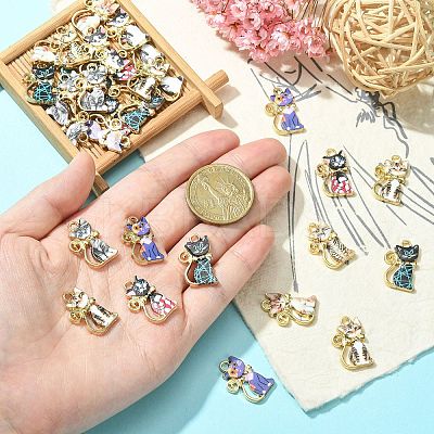 40Pcs 8 Colors Alloy Enamel Pendants ENAM-CJ0001-79-1