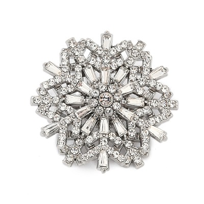 Rotatable Snowflake Alloy Rhinestone Brooches for Backpack Clothes PALLOY-D361-11G-1