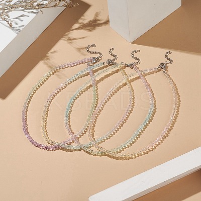 Faceted Gradient Color Glass Beaded Necklaces for Women NJEW-JN04195-1