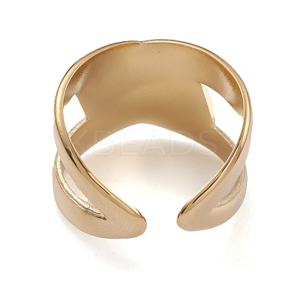 Ion Plating(IP) 304 Stainless Steel Cuff Rings RJEW-G285-64G-1