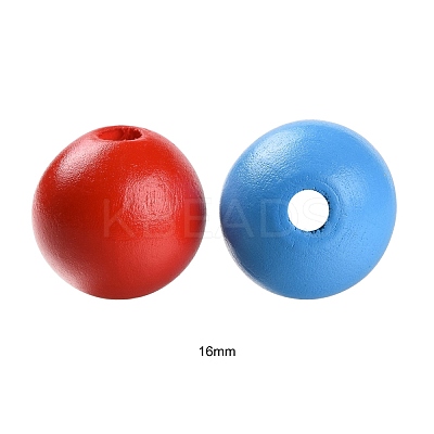 160 Pcs 4 Colors 4 July American Independence Day Painted Natural Wood Round Beads WOOD-LS0001-01D-1