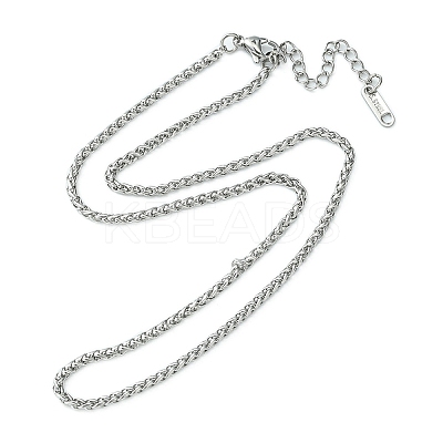304 Stainless Steel Wheat Chain Necklace for Men Women NJEW-YW0001-17-1