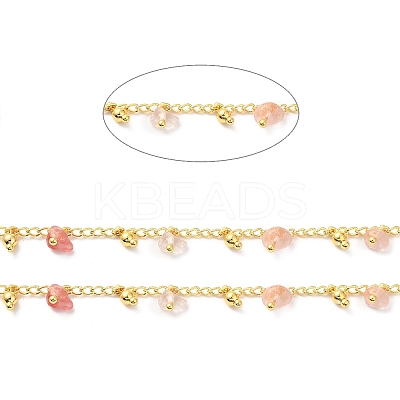 Handmade Synthetic Cherry Quartz Glass Beaded Chains CHC-M024-01G-01-1