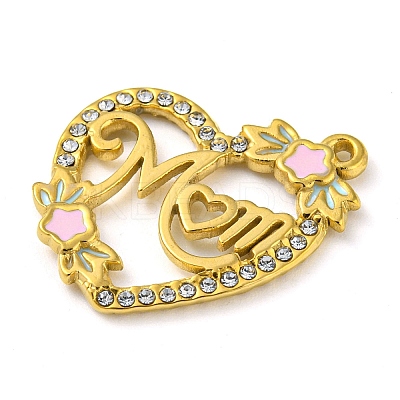 Ion Plating(IP) Real 18K Gold Plated 304 Stainless Steel Rhinestone Pendants STAS-P341-13G-01-1