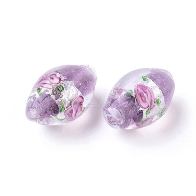 Handmade Silver Foil Glass Lampwork Beads LAMP-Q030-02D-1