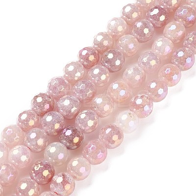 Round Natural Electroplated Strawberry Quartz Beads G-P447-B03-01-1