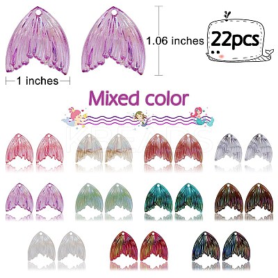 22 Pieces Resin Pendant Phantom Colorful Gradient Fish Tail Pendant Handmade Ear Studs and Earring Accessories(11 styles) JX638A-1