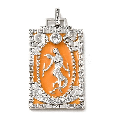 Brass Micro Pave Cubic Zirconia Pendants with Enamel KK-H458-01P-06-1