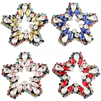 4Pcs 4 Colors Star Rhinestone Appliques FIND-GF0004-97-1