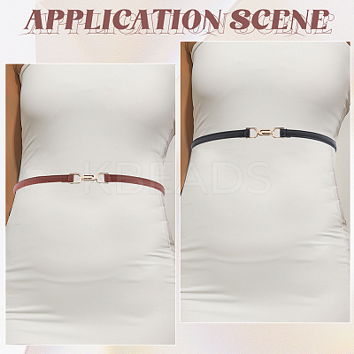 2Pcs 2 Colors PU Leather Waist Belt with Alloy Buckles AJEW-GF0010-73-1