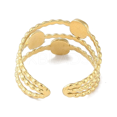 Ion Plating(IP) 304 Stainless Steel Enamel Square Cuff Finger Rings RJEW-L107-058G-01-1