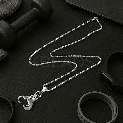 2Pcs 2 Colors Stainless Steel Boxing Glove Pendant Box Chain Necklaces for Men NJEW-HY0001-09B-1