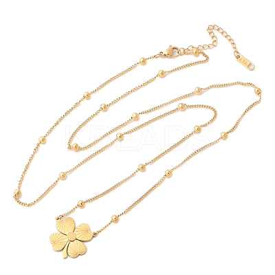 304 Stainless Steel Clover Pendant Necklaces NJEW-V001-09G-1