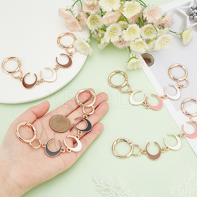 4Pcs 4 Colors Crescent Moon Alloy Enamel Link Purse Strap Extenders FIND-WR0009-39-1