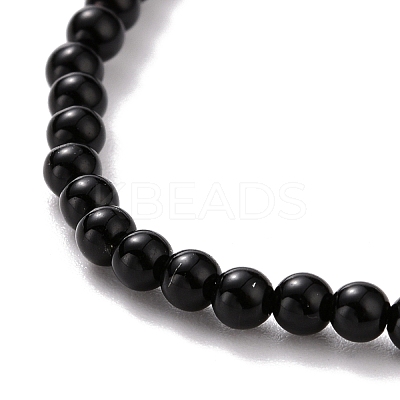 Mini Natural Black Onyx Beaded Stretch Bracelets BJEW-JB07669-01-1