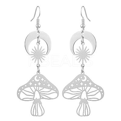 Brass & Stainless Steel Dangle Earrings EJEW-TA00396-1