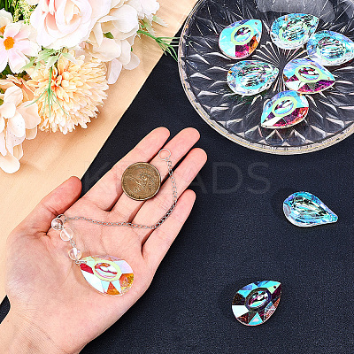 Faceted Teardrop Transparent Glass Pendants GLAA-SP0001-19A-1