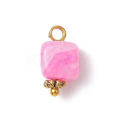 Dyed Natural Agate Cube Charms PALLOY-JF03963-1