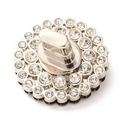 Flat Round Zinc Alloy with Rhinestones Bag Twist Lock Clasps PALLOY-A068-03P-1
