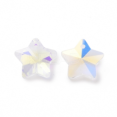 AB Color Plated Transparent Electroplate Glass Charms GLAA-H104-A04-1