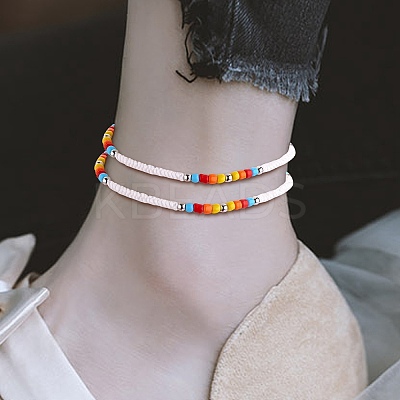 4Pcs 4 Style Glass Seed & 303 Stainless Steel Braided Bead Bracelets and Anklets Set SJEW-SW00003-06-1