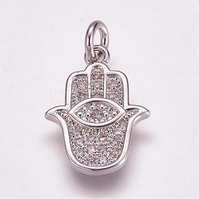 Brass Micro Pave Cubic Zirconia Pendants ZIRC-G099-39P-1