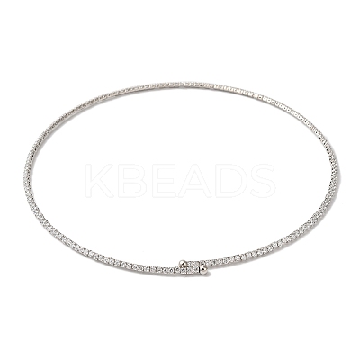 Rack Plating Brass Cubic Zirconia Elasticity Necklaces NJEW-S425-02P-1