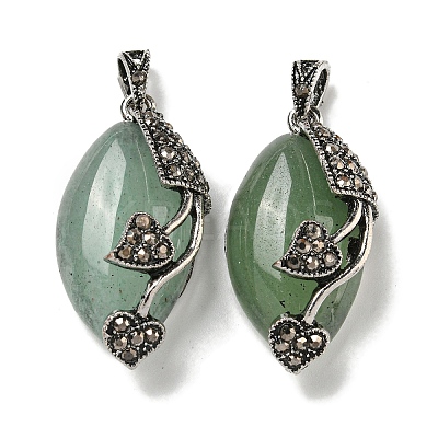 Natural Green Aventurine Horse Eye Pendants G-F766-01AS-01-1