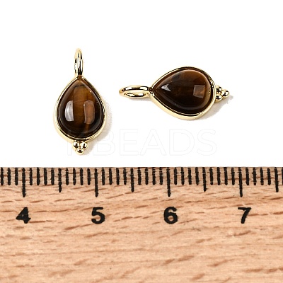 Natural Tiger Eye Pendants KK-P325-08G-01-1