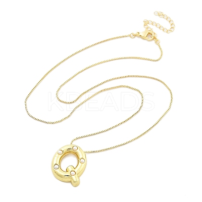 Brass & Plastic Pearl Letter Pendant Box Chain Necklaces for Women LS-NJEW-U017-01G-17-1