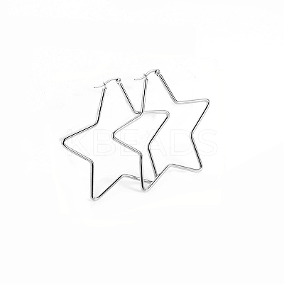 Tarnish Resistant 201 Stainless Steel Hoop Earrings EJEW-A052-17A-P-1