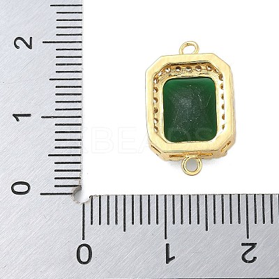 Rack Plating Brass Micro Pave Clear Cubic Zirconia Rectangle Connector Charms KK-A234-028G-01-1