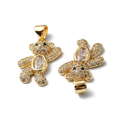 Rack Plating Brass Micro Pave Cubic Zirconia Pendants KK-P235-05G-1