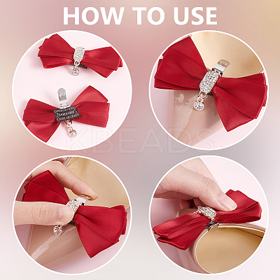 2 Pairs 2 Colors Bowknot Polyester Shoe Decorations FIND-PH0018-79-1