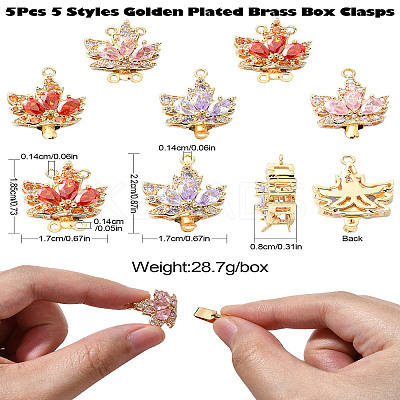 5Pcs 5 Styles Golden Plated Brass Box Clasps KK-CJ0002-22-1
