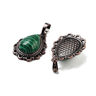 Synthetic Malachite Teardrop Pendants G-K363-01R-23-1