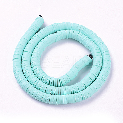 Flat Round Handmade Polymer Clay Beads CLAY-R067-6.0mm-20-1