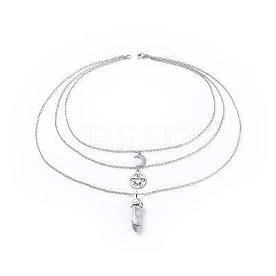Bullet Natural Howlite Pendant Tiered Necklaces NJEW-JN02457-05-1