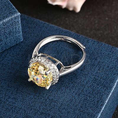 Adjustable 925 Sterling Silver Micro Pave Cubic Zirconia Cuff Rings for Women RJEW-F183-01B-02-1