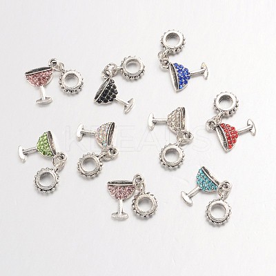 Large Hole Alloy Glass Rhinestone European Dangle Charms MPDL-L013-14-1