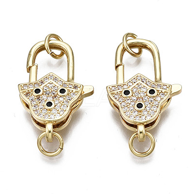 Brass Micro Pave Cubic Zirconia Lobster Claw Clasps KK-Q769-033-NF-1