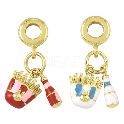 2Pcs 2 Colors Brass Enamel European Dangle Charms KK-FS0001-81-1