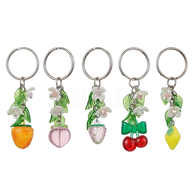 Fruits & Leaf Acrylic Pendant Keychain KEYC-JKC00680-1
