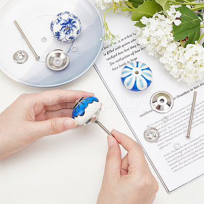 6Pcs 3 Styles Printing Porcelain Drawer Knobs FIND-GA0001-29C-1