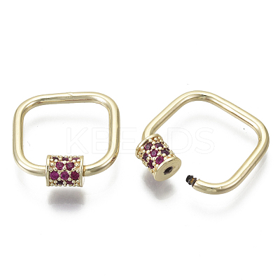 Brass Micro Pave Cubic Zirconia Screw Carabiner Lock Charms KK-R136-064E-NF-1