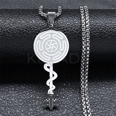 304 Stainless Steel Hecate's Wheel Key Pendant Necklaces for Women FS-WG4FA44-01-1