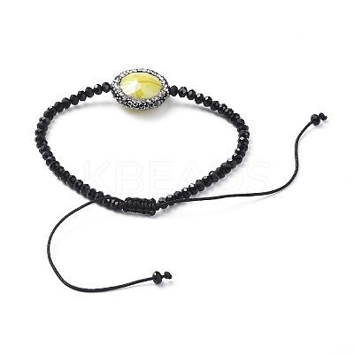 Faceted Rondelle Glass Braided Bead Bracelets BJEW-JB04808-M-1
