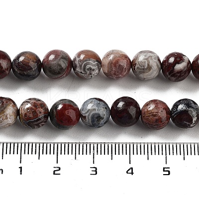Natural Mexican Red Laguna Lace Agate Round Beads Strands G-NH0005-A31-03-1