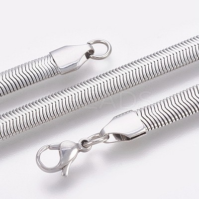 Tarnish Resistant 304 Stainless Steel Herringbone Chain Bracelets BJEW-P235-20P-1